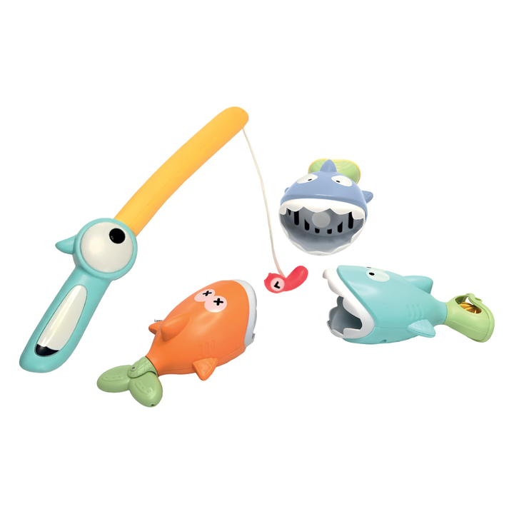 bath time fishing pole Realistic Hook and Reel Toy for Bathtub | Baby Toy Set The pieces float on water and are easy for little hands to use 11" Little Whales & Fishing