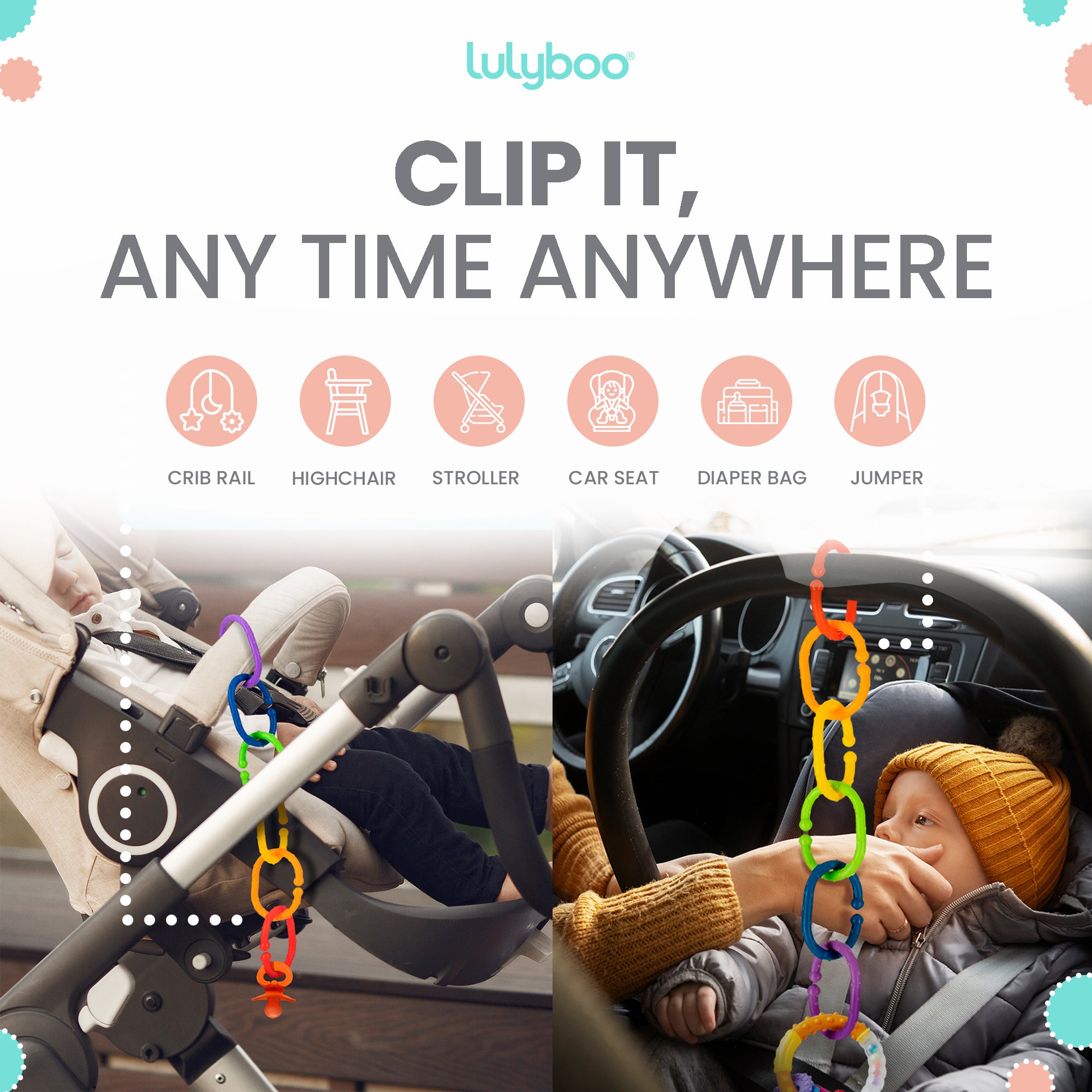 Lulyboo Linkables Linking ring set in Pastel