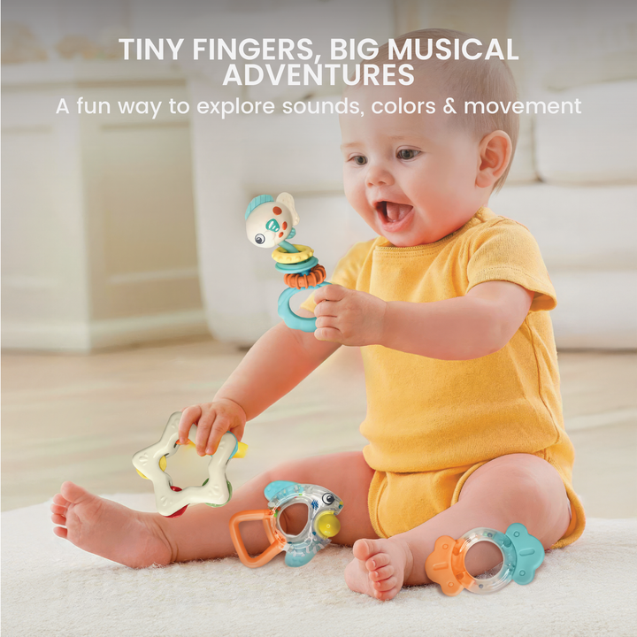 Rattle Teether Toys Pack – 4 Piece Multi-Sensory Set