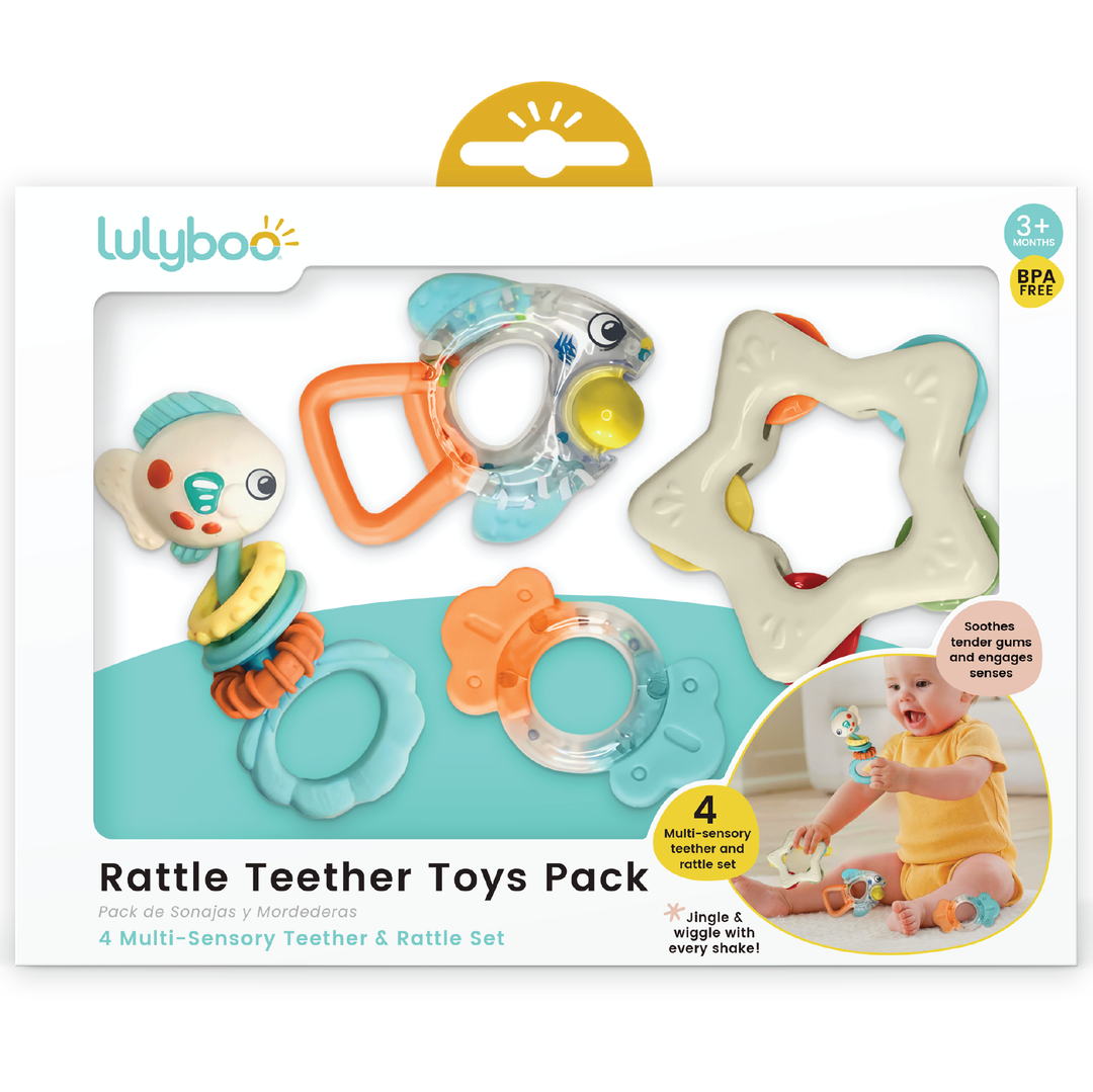 Rattle Teether Toys Pack – 4 Piece Multi-Sensory Set