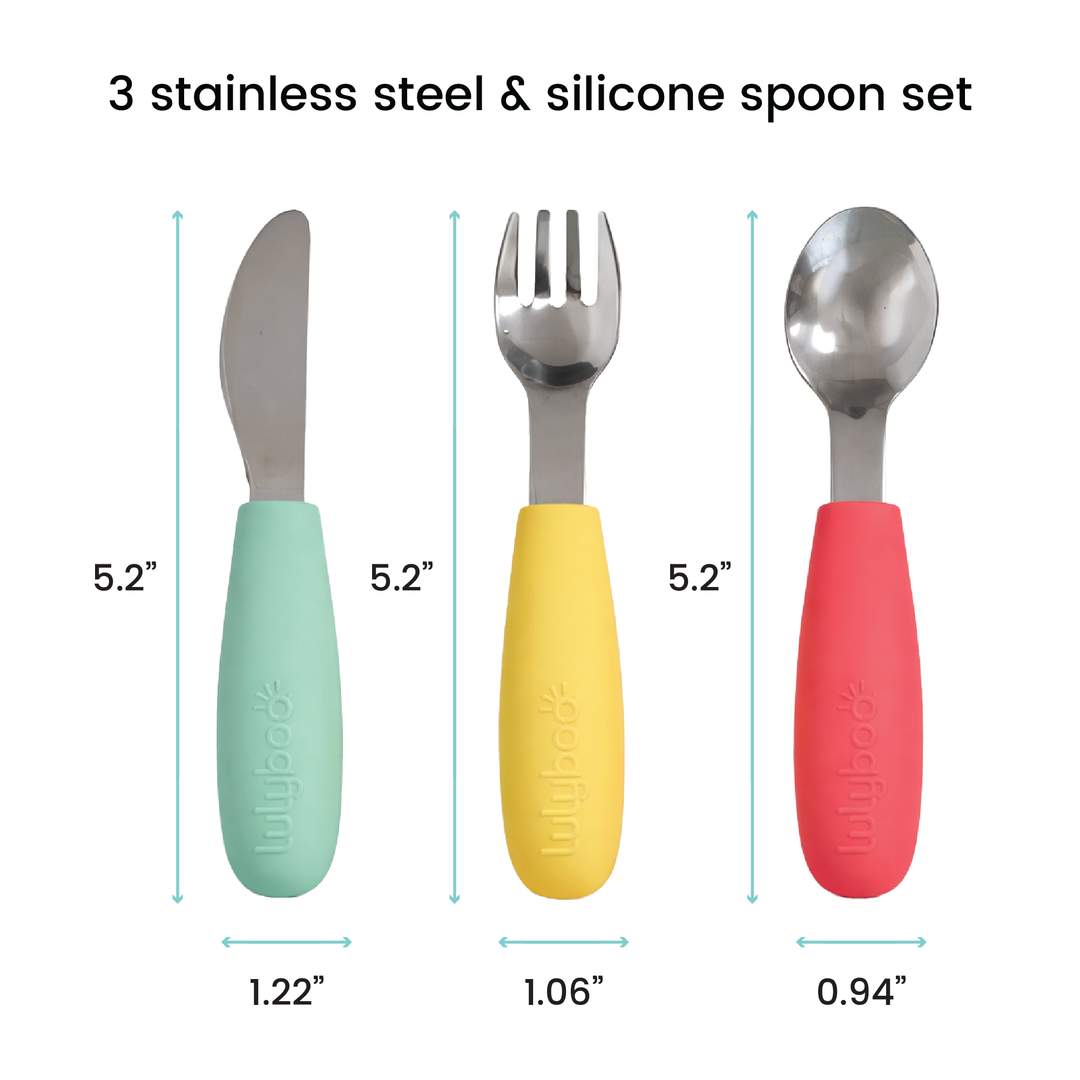 Stainless Steel & Silicone Baby Cutlery Set