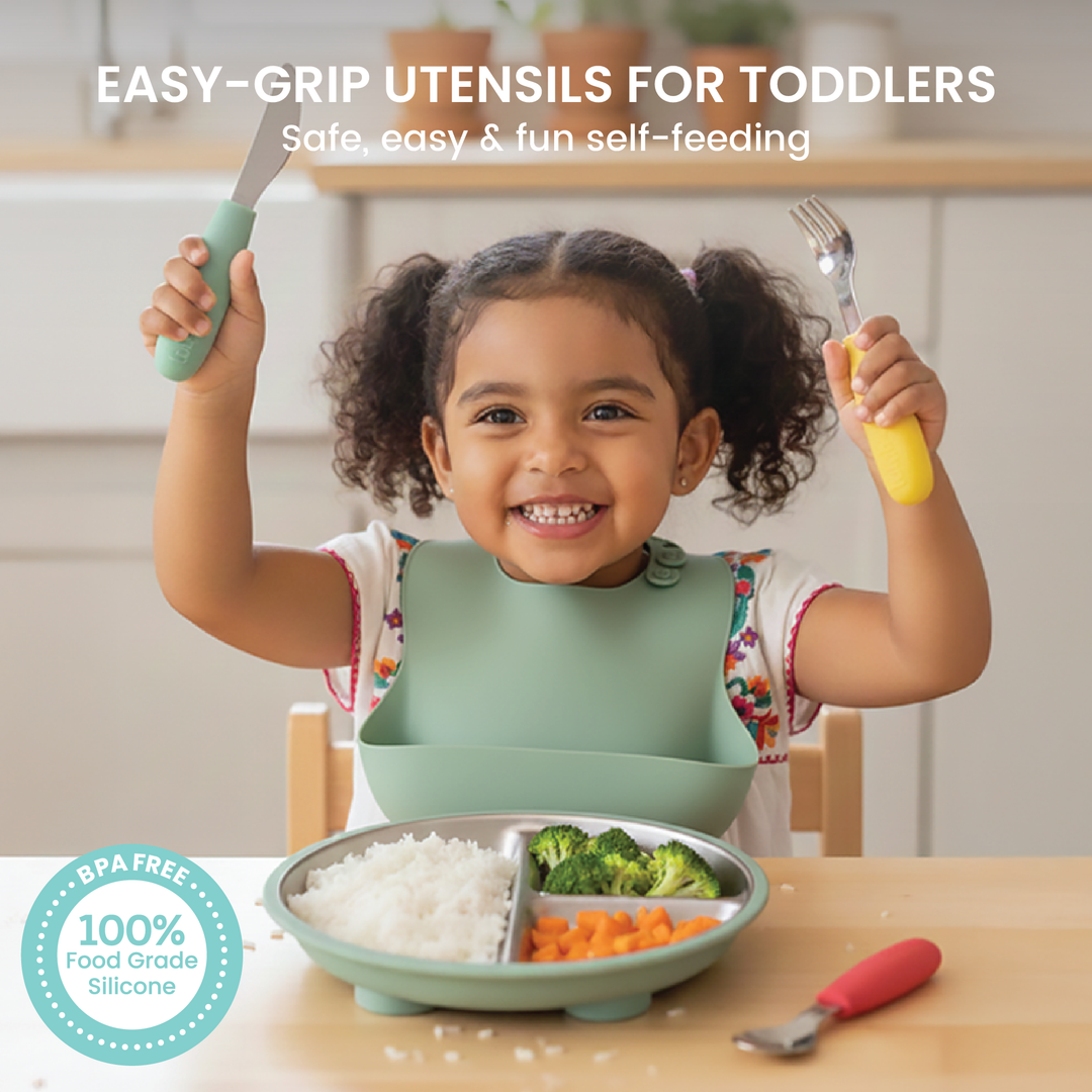 Stainless Steel & Silicone Baby Cutlery Set