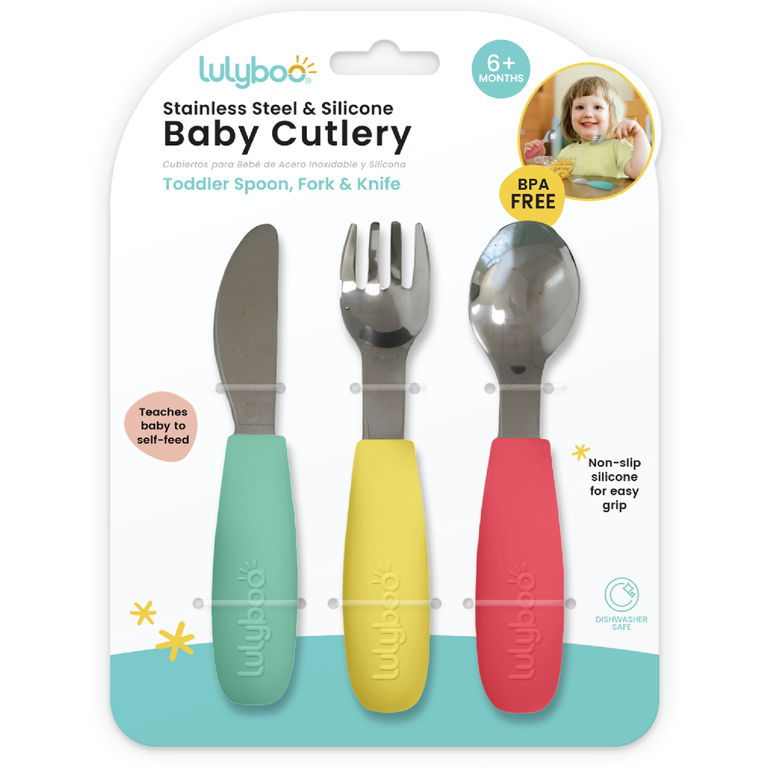 Stainless Steel & Silicone Baby Cutlery Set