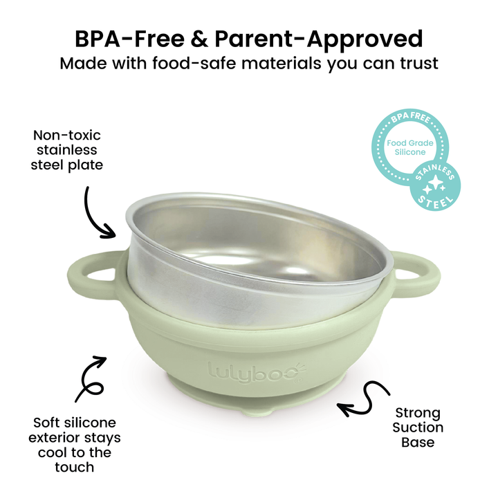 Silicone & Stainless Steel Suction Bowl with Spoon