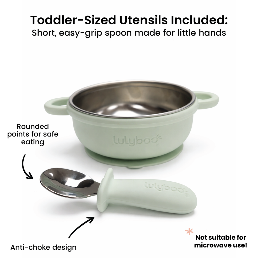 Silicone & Stainless Steel Suction Bowl with Spoon