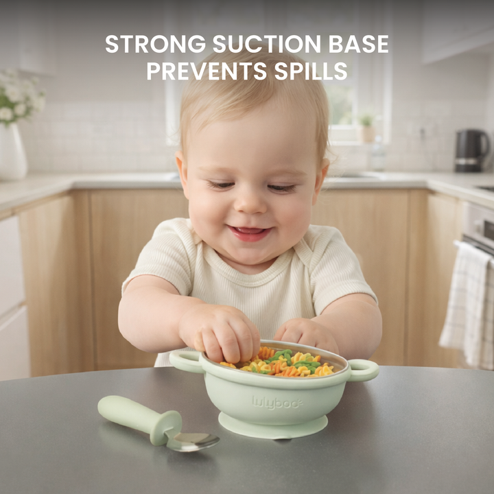 Silicone & Stainless Steel Suction Bowl with Spoon