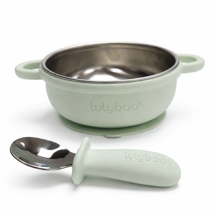 Silicone & Stainless Steel Suction Bowl with Spoon
