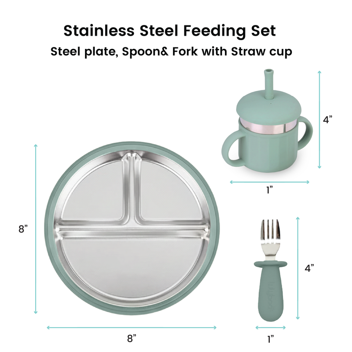 Stainless steel feeding set
