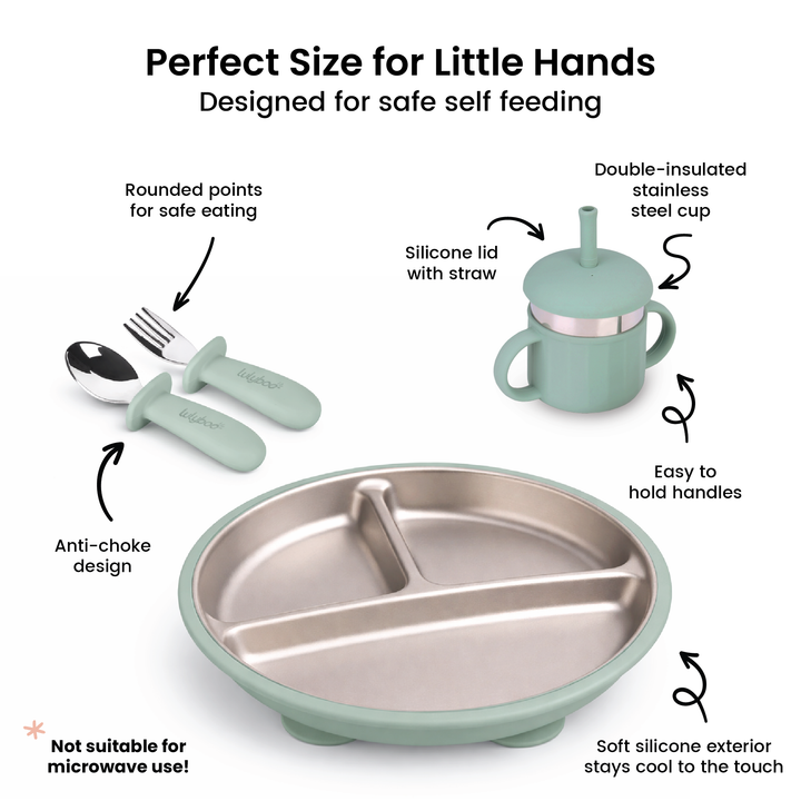Stainless steel feeding set