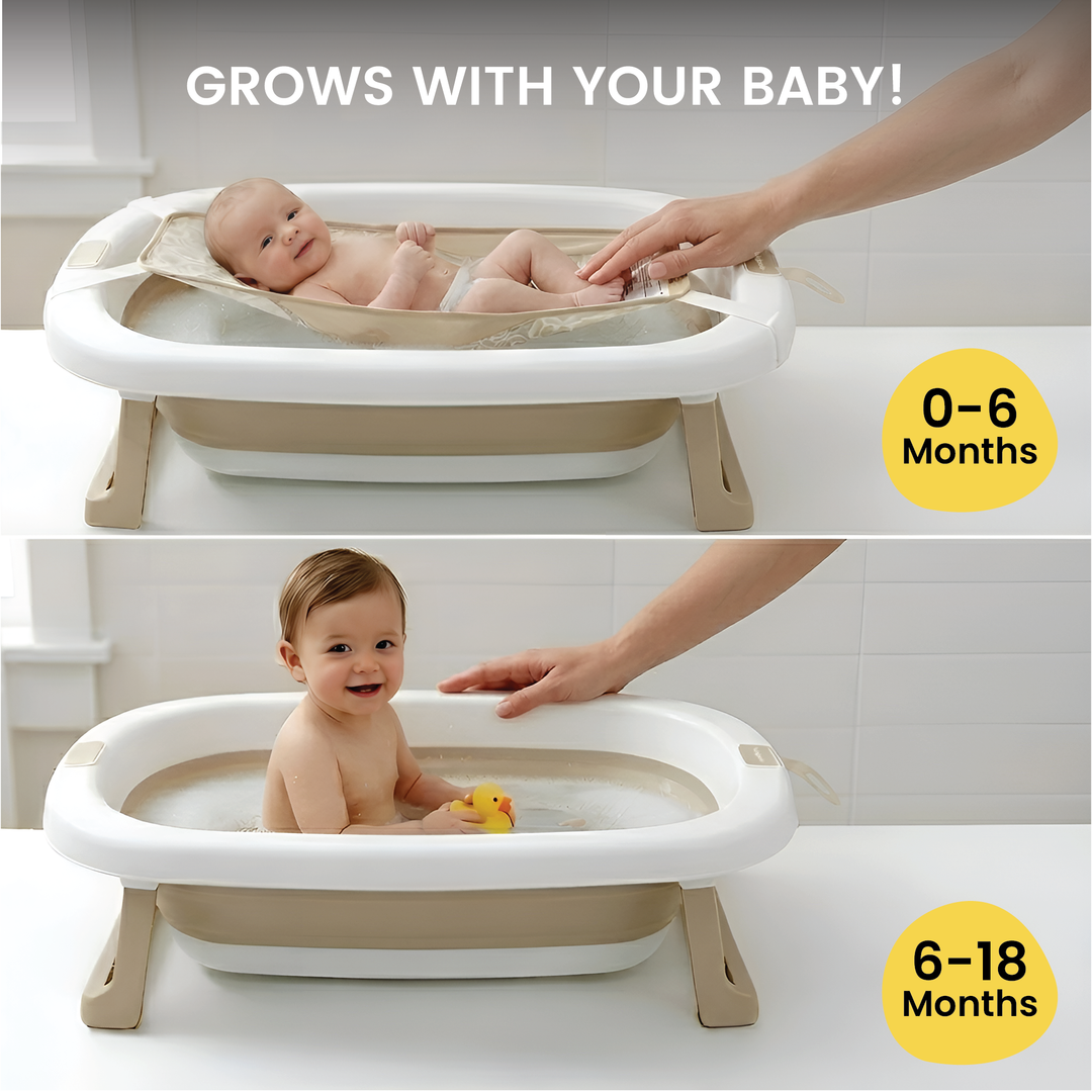 Collapsible Baby Bathtub with Sling - Clay