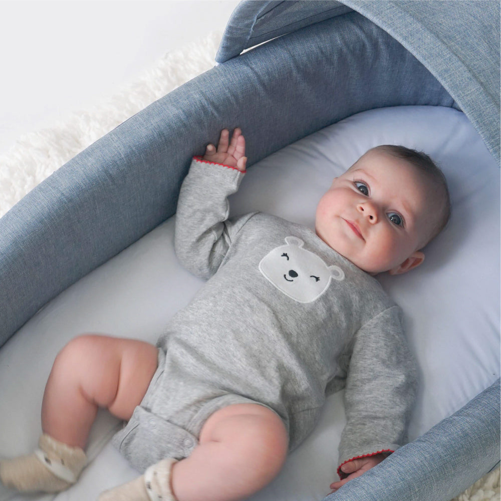 Lulyboo Lounge To Go Denim Portable Infant Travel Lounge