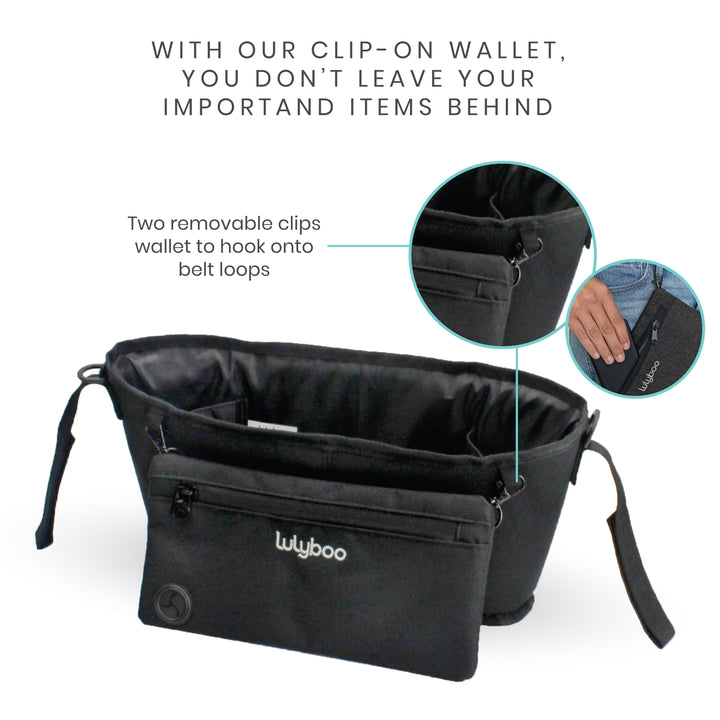 Stroller Organizer with Clip On Removable Wallet