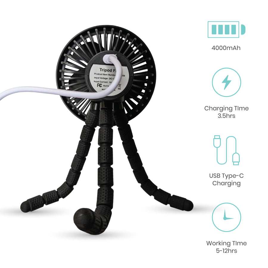 Flexible Tripod & rechargeable stroller fan