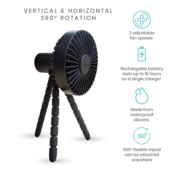 Flexible Tripod & rechargeable stroller fan