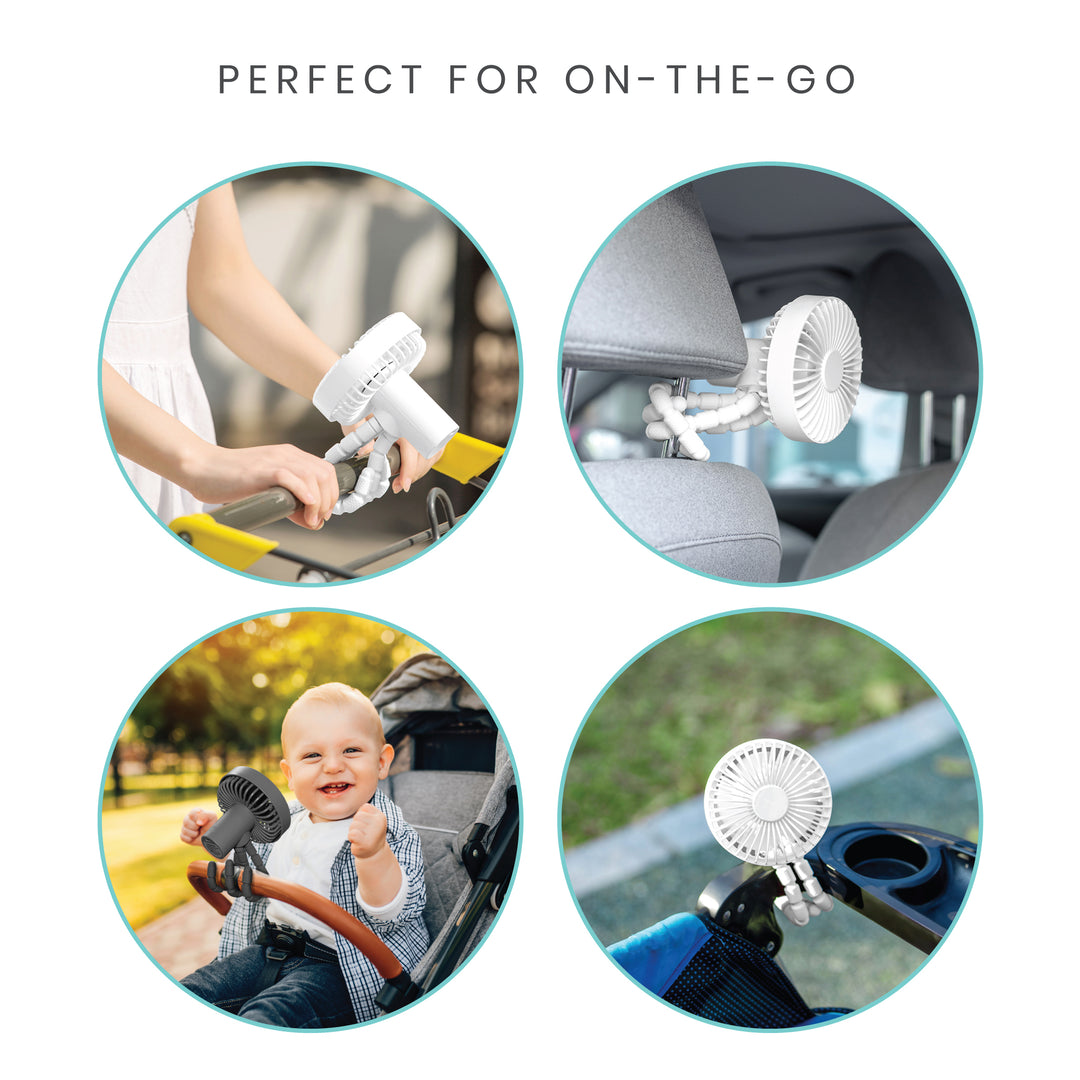 Flexible Tripod & rechargeable stroller fan